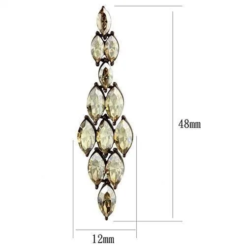 IP Coffee light Stainless Steel Earrings with Top Grade Crystal in Champagne for Women Champagne Stone Color Style TK2632