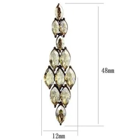 IP Coffee light Stainless Steel Earrings with Top Grade Crystal in Champagne for Women Champagne Stone Color Style TK2632