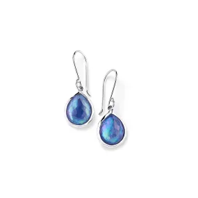 Ippolita Sterling Silver Rock Candy Mini Teardrop Earrings in Clear Quartz over MOP over Lapis Triplet