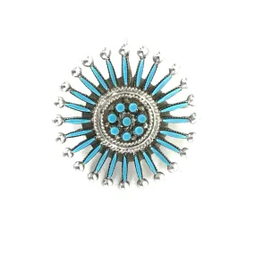 Iva Booqua Turquoise Needlepoint Cluster Pin/Pendant