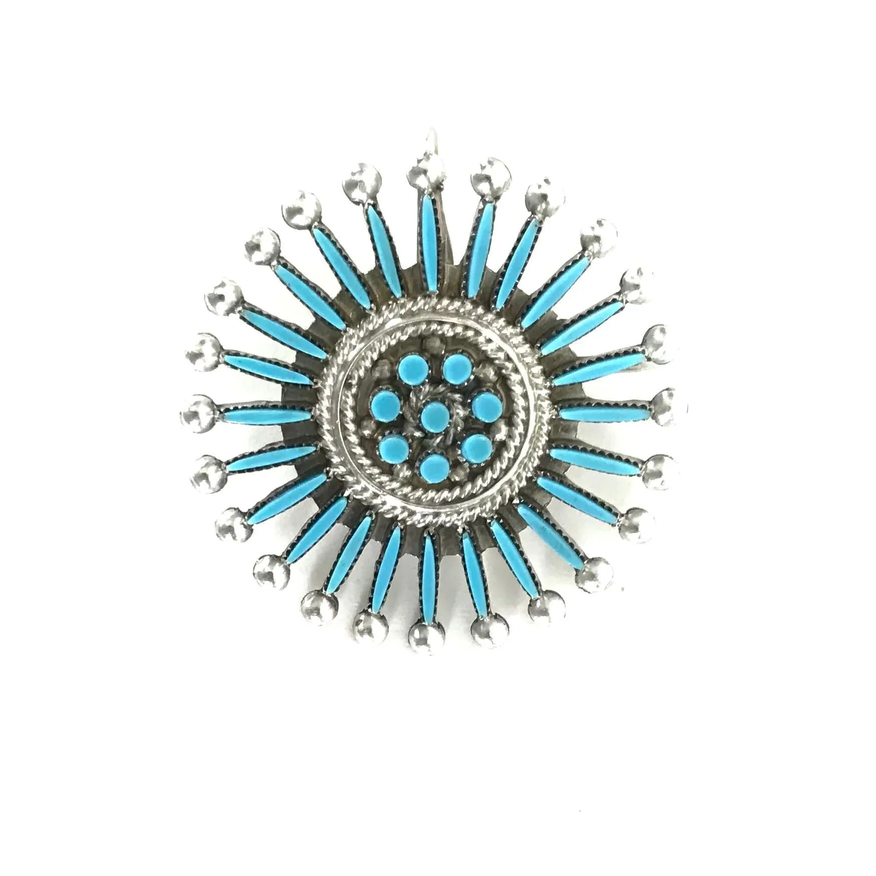 Iva Booqua Turquoise Needlepoint Cluster Pin/Pendant