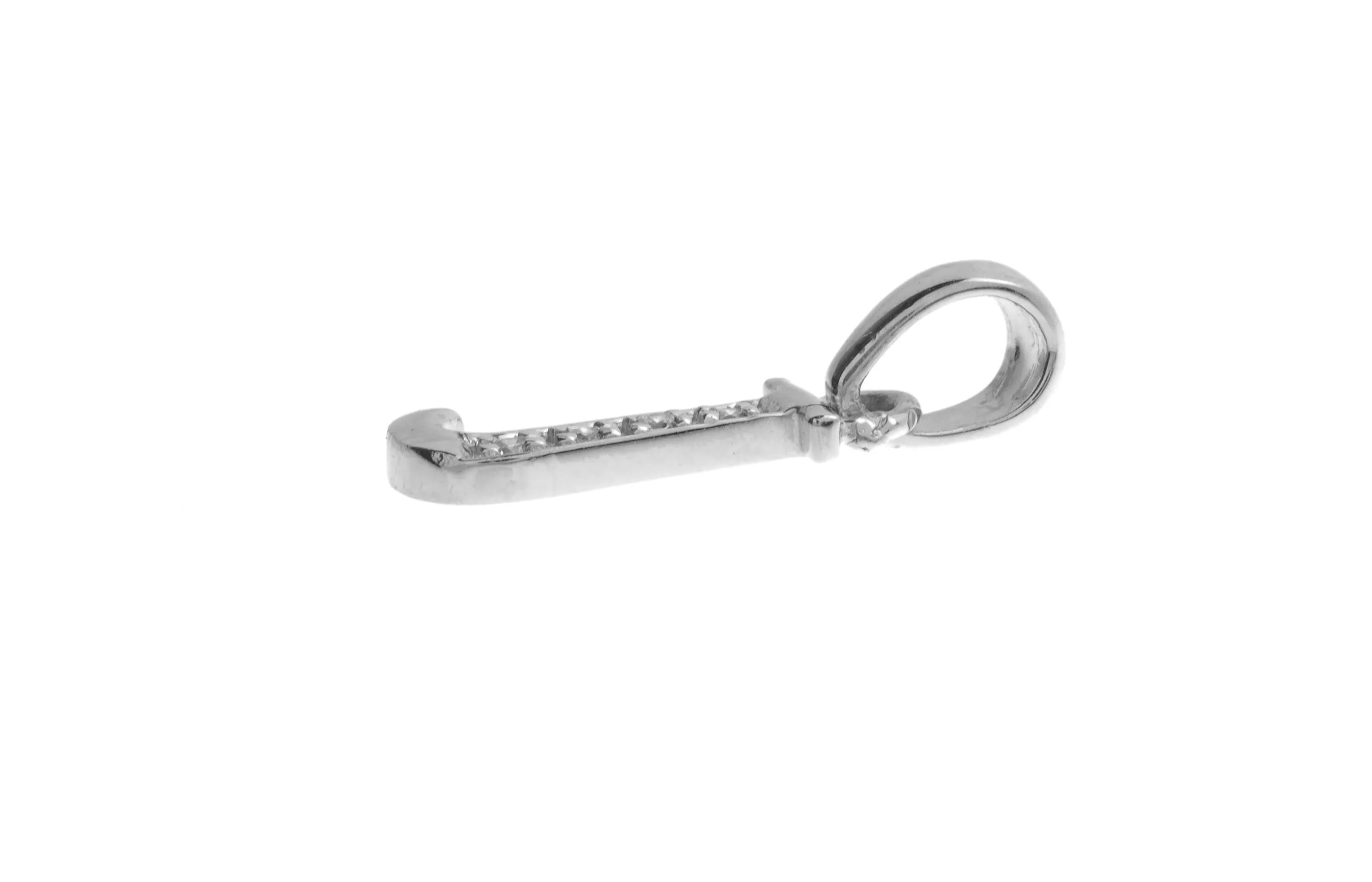 'J' Initial Pendant 18ct White Gold Cubic Zirconia P900J
