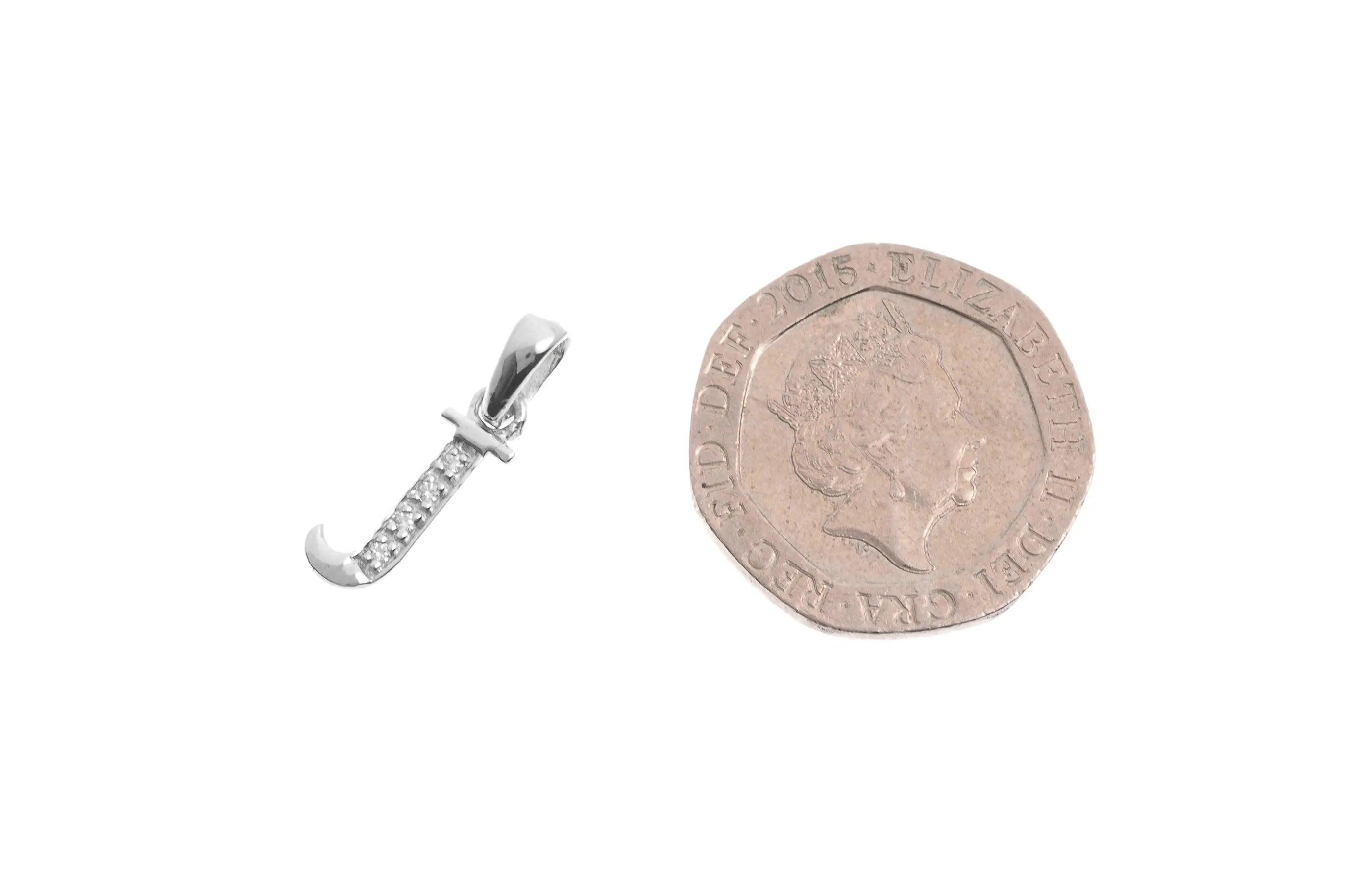 'J' Initial Pendant 18ct White Gold Cubic Zirconia P900J