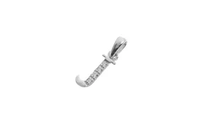 'J' Initial Pendant 18ct White Gold Cubic Zirconia P900J