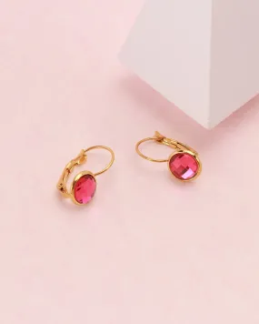 Jemima Pink Crystal Gold Earrings