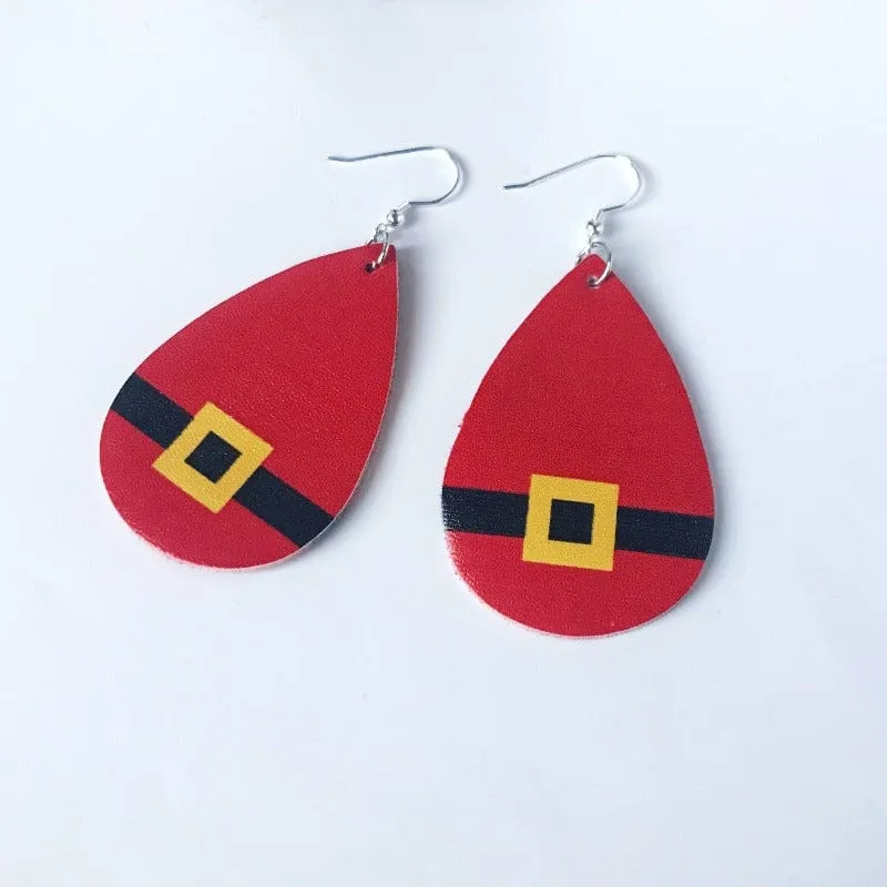 Joy :: Santa Suit Christmas Faux Leather Earrings
