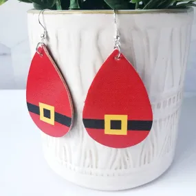 Joy :: Santa Suit Christmas Faux Leather Earrings
