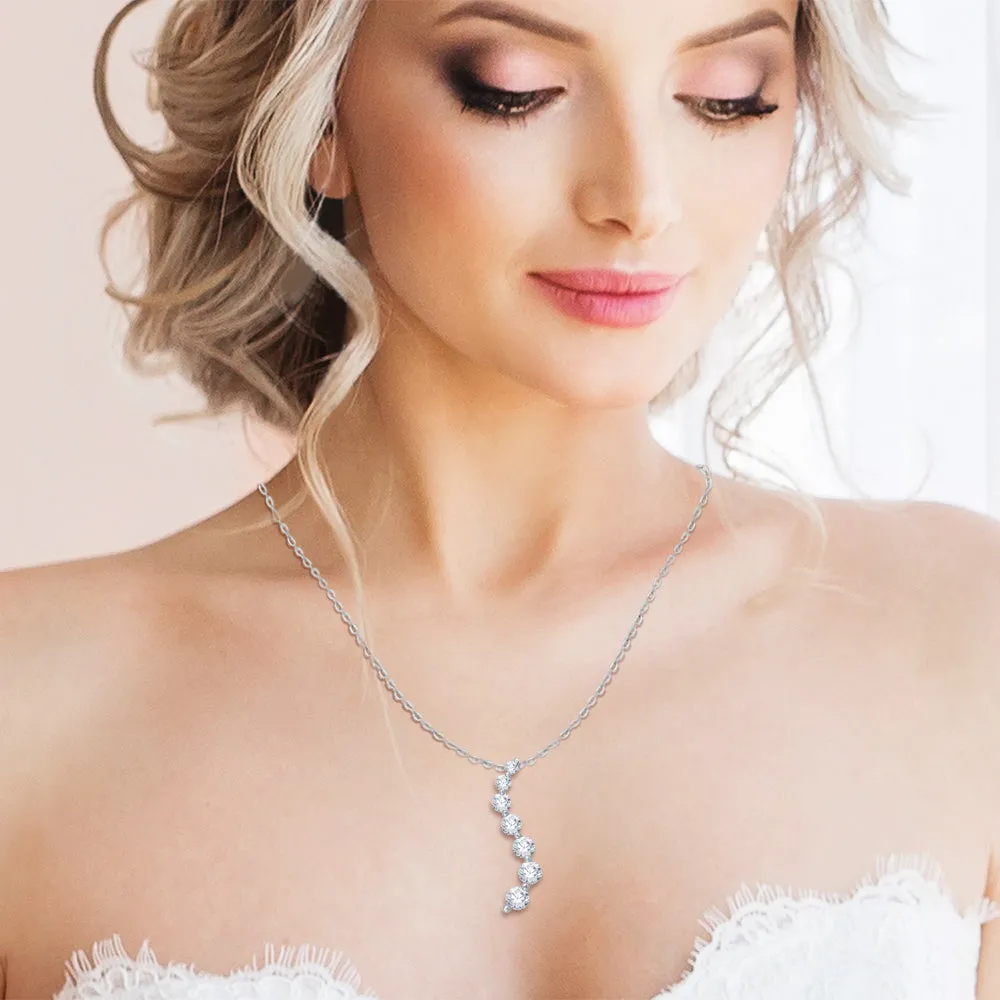 KATARINA 2 cttw Lab Grown Graduated Diamond Journey Pendant Necklace in 14K Gold