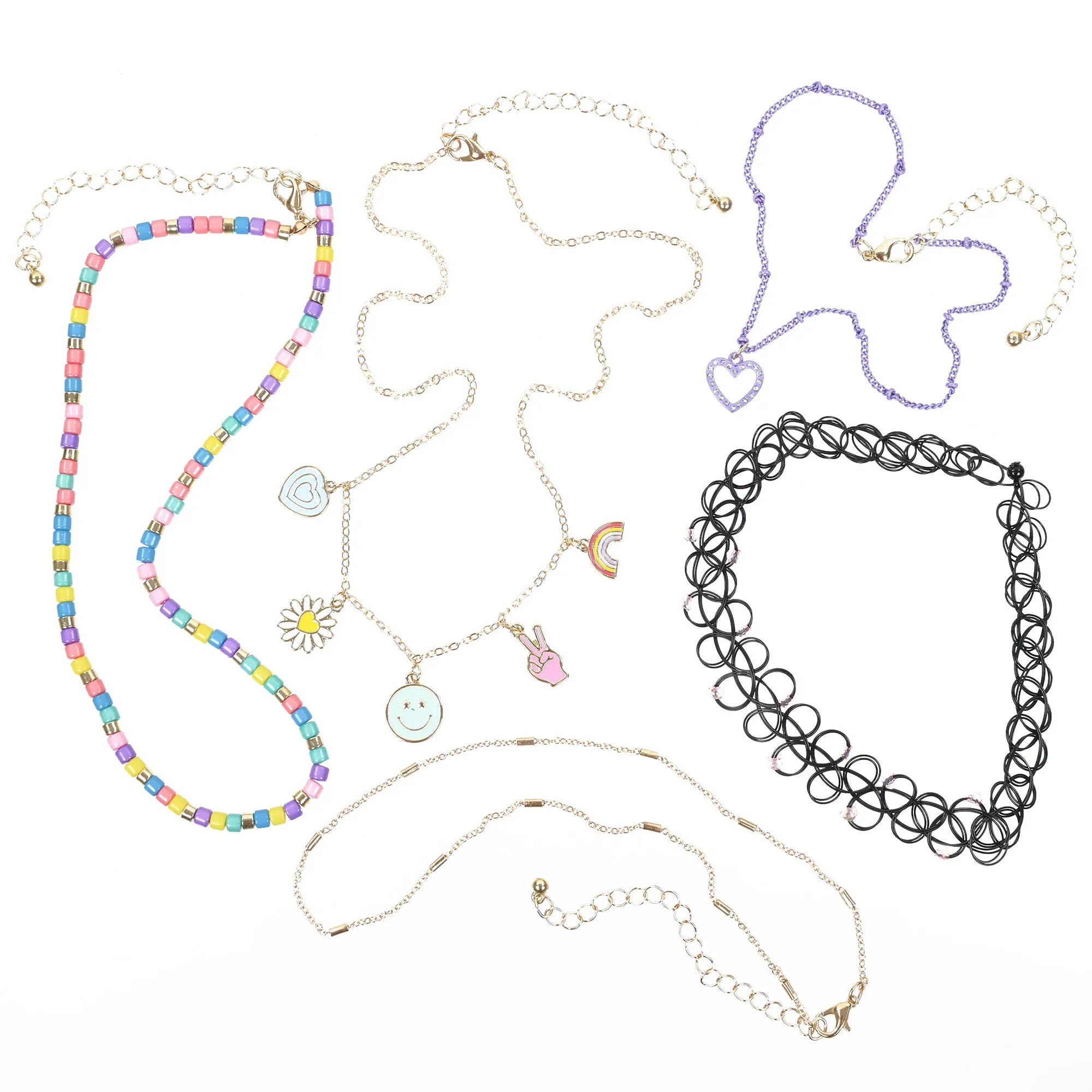 Kid's 5pc Mixed Choker and Layered Necklace Set