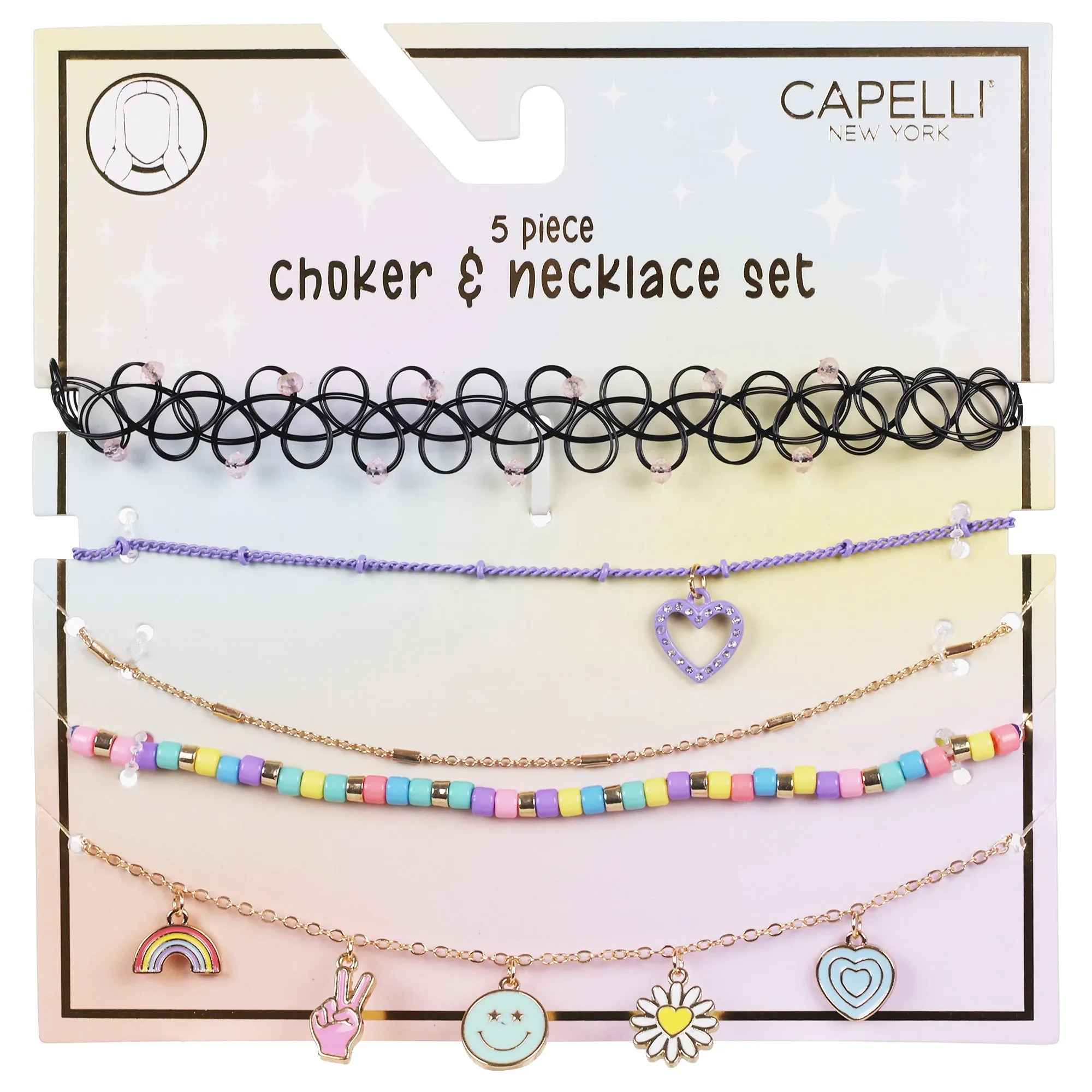 Kid's 5pc Mixed Choker and Layered Necklace Set