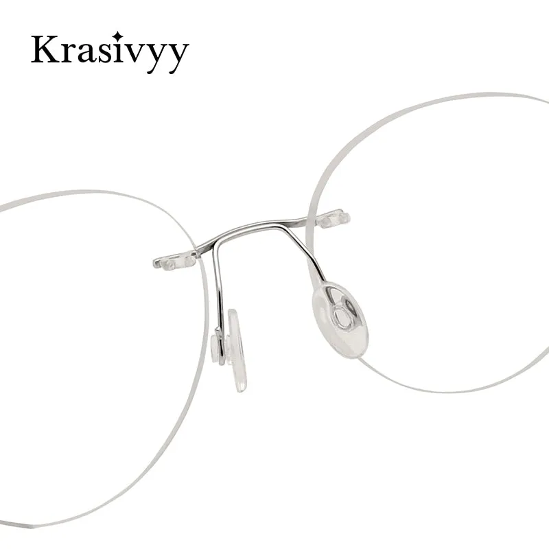 Krasivyy Unisex Rimless Round Screwless Titanium Rimless Eyeglasses Kr5012
