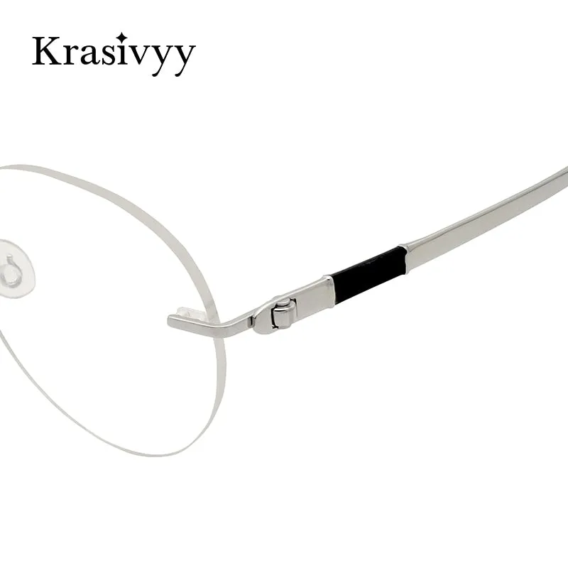 Krasivyy Unisex Rimless Round Screwless Titanium Rimless Eyeglasses Kr5012
