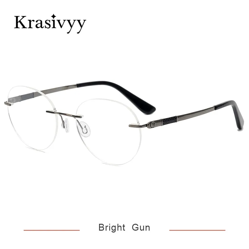 Krasivyy Unisex Rimless Round Screwless Titanium Rimless Eyeglasses Kr5012