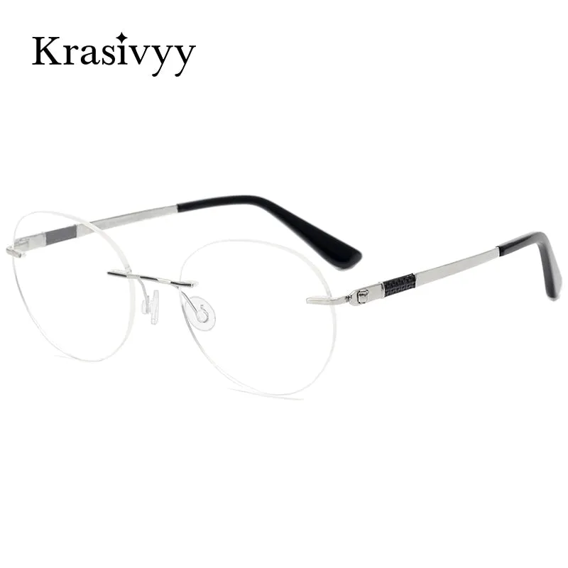 Krasivyy Unisex Rimless Round Screwless Titanium Rimless Eyeglasses Kr5012