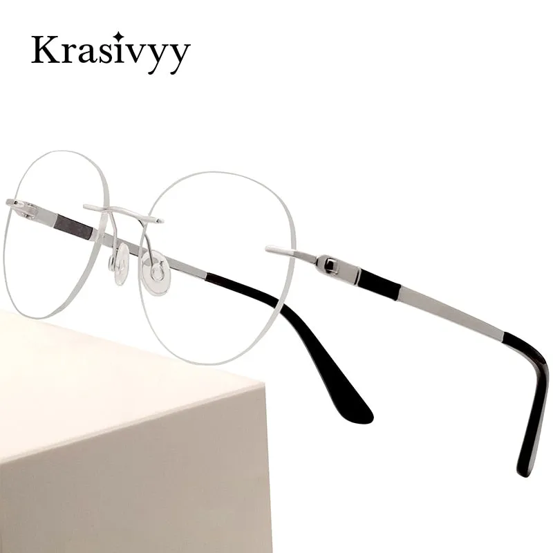 Krasivyy Unisex Rimless Round Screwless Titanium Rimless Eyeglasses Kr5012