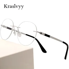 Krasivyy Unisex Rimless Round Screwless Titanium Rimless Eyeglasses Kr5012