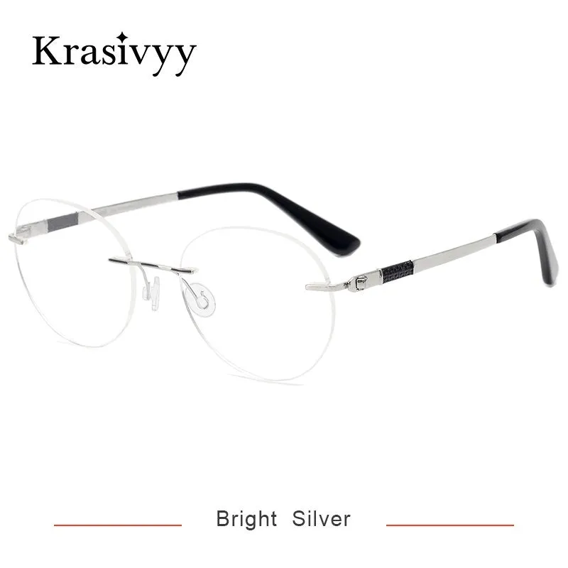 Krasivyy Unisex Rimless Round Screwless Titanium Rimless Eyeglasses Kr5012