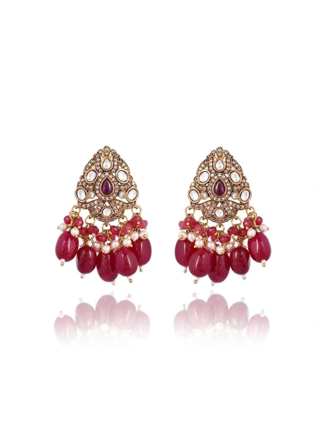 Kundan Crystal Choker Set Red