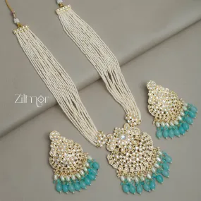Kundan Pendant Pearl Necklace Earring Set (color option) - FS100139