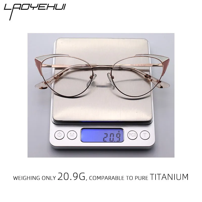 Laoyehui Women's Eyeglasses Cat Eye Reading Glasses Black Red Khaki