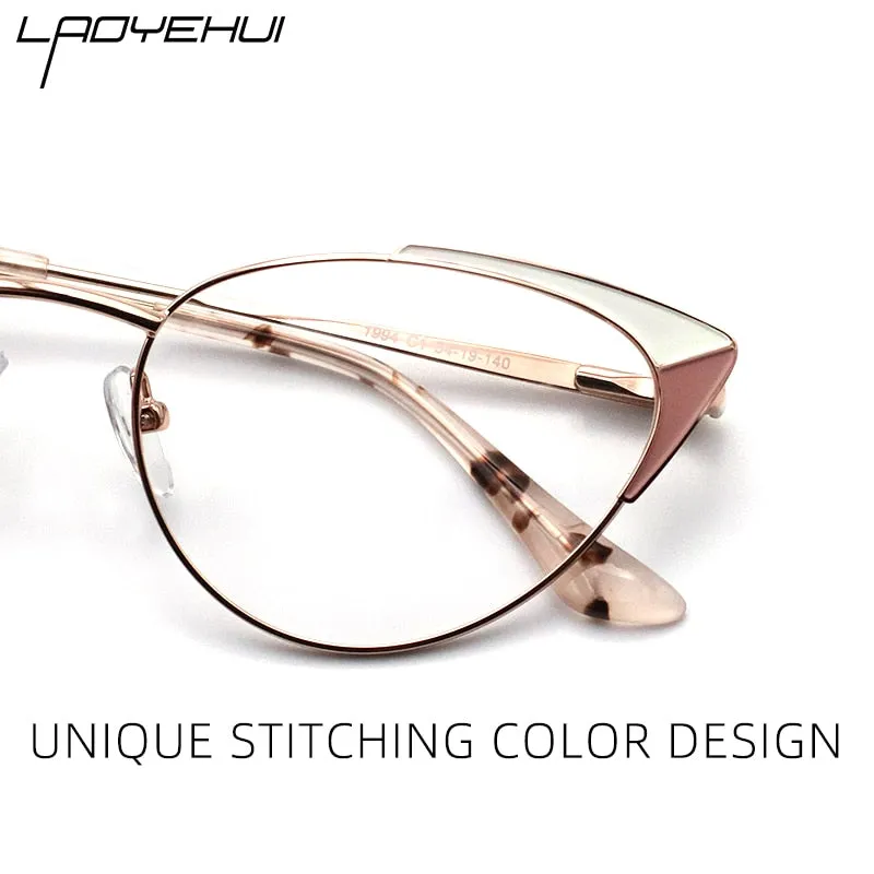 Laoyehui Women's Eyeglasses Cat Eye Reading Glasses Black Red Khaki