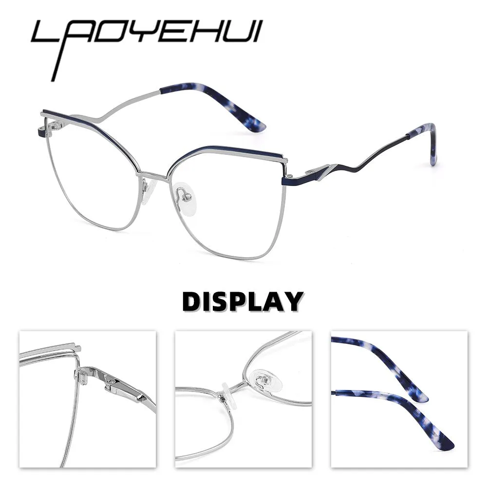 Laoyehui Women's Full Rim Square Cat Eye Alloy Presbyopic Reading Glasses Glr8455