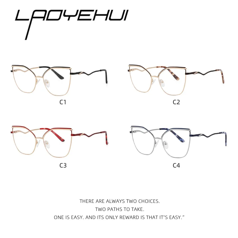 Laoyehui Women's Full Rim Square Cat Eye Alloy Presbyopic Reading Glasses Glr8455