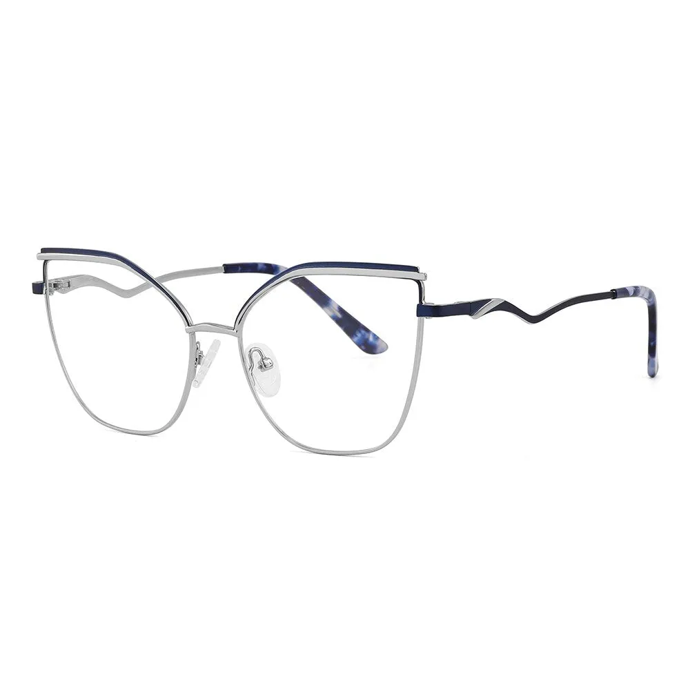Laoyehui Women's Full Rim Square Cat Eye Alloy Presbyopic Reading Glasses Glr8455