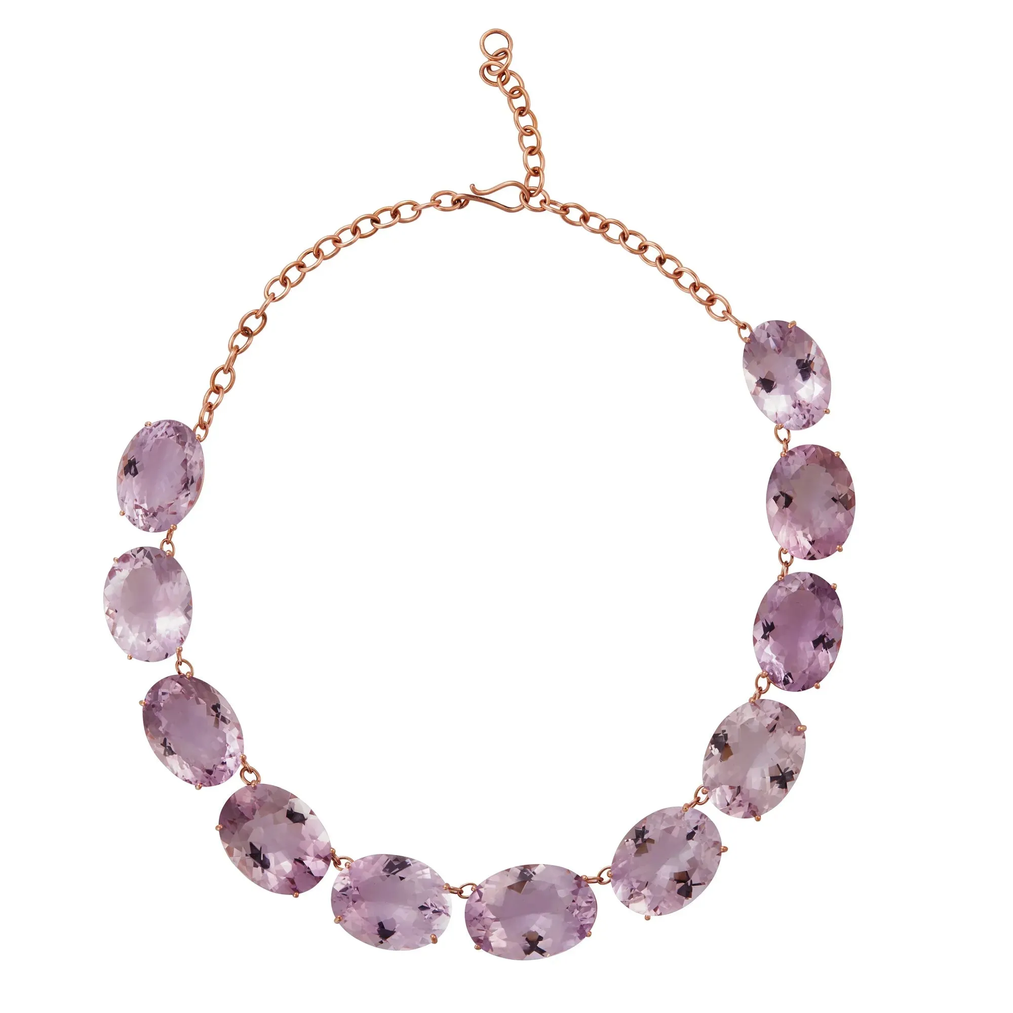 Large Crown Pink Amethyst Necklace