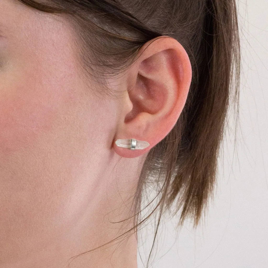 Laser Quartz Stud Earrings