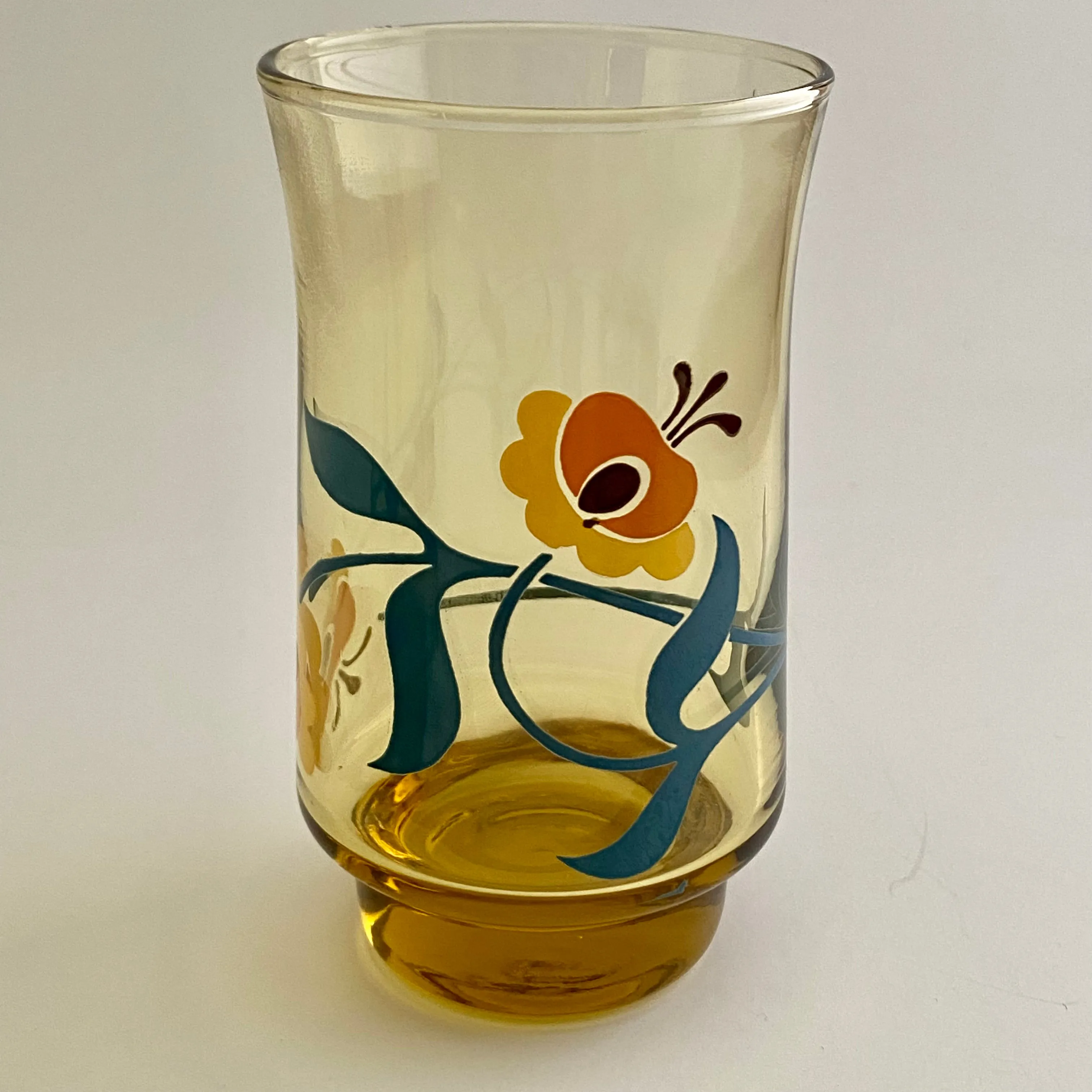 Late 70s/ Early 80s Yellow Flowered Glasses (Set of 10)
