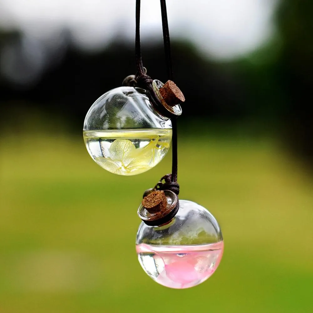 LEEPEE Empty Glass Bottle Fragrance Car Hanging Perfume Pendant For Essential Oils Diffuser Air Freshener Car-styling