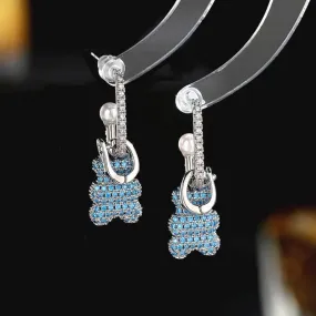 Lovely Cubic Zircon Bear Dangle Earring for Women,Crystals Girls Party,Promt Drop Earrings Jewelry Accessories LYX047