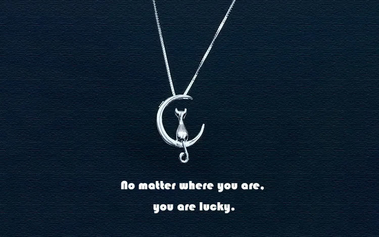 'Lucky Luna Cat' Necklace - 925 Sterling Silver