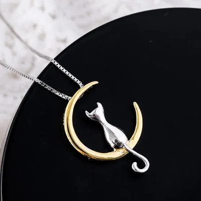 'Lucky Luna Cat' Necklace - 925 Sterling Silver