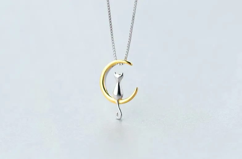 'Lucky Luna Cat' Necklace - 925 Sterling Silver