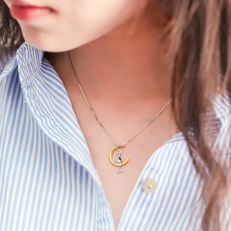 'Lucky Luna Cat' Necklace - 925 Sterling Silver