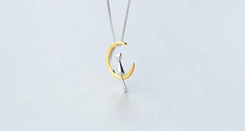'Lucky Luna Cat' Necklace - 925 Sterling Silver