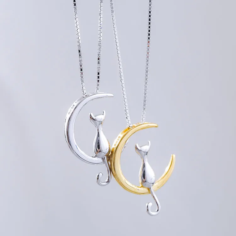 'Lucky Luna Cat' Necklace - 925 Sterling Silver