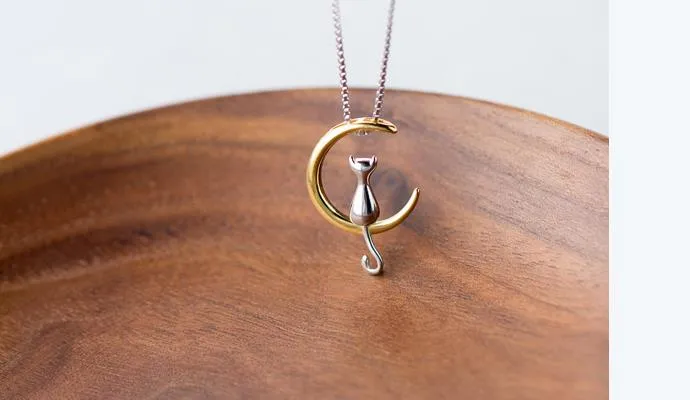'Lucky Luna Cat' Necklace - 925 Sterling Silver