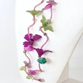 Lush: Green and Purple Flower Necklace