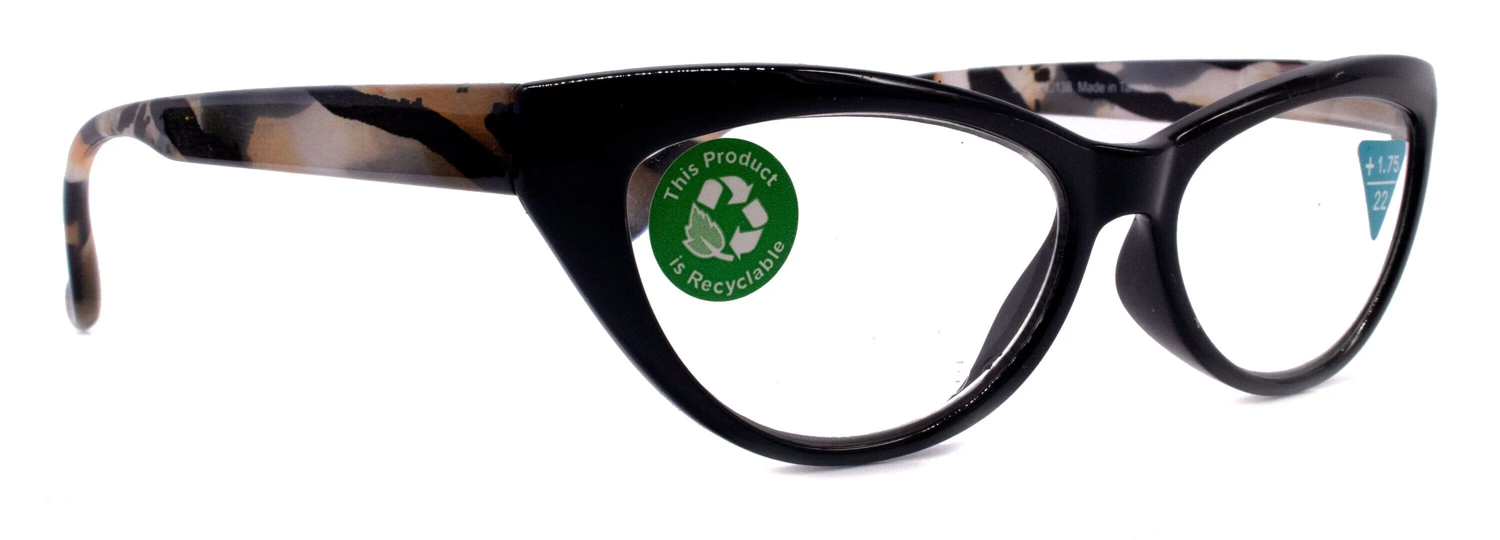 Lynx, (Premium) Reading Glass, High End Readers  1.25.. 3 Magnifying ,Cat Eye optical Frame, Tortoise Shell (Brown, Black) NY Fifth Avenue