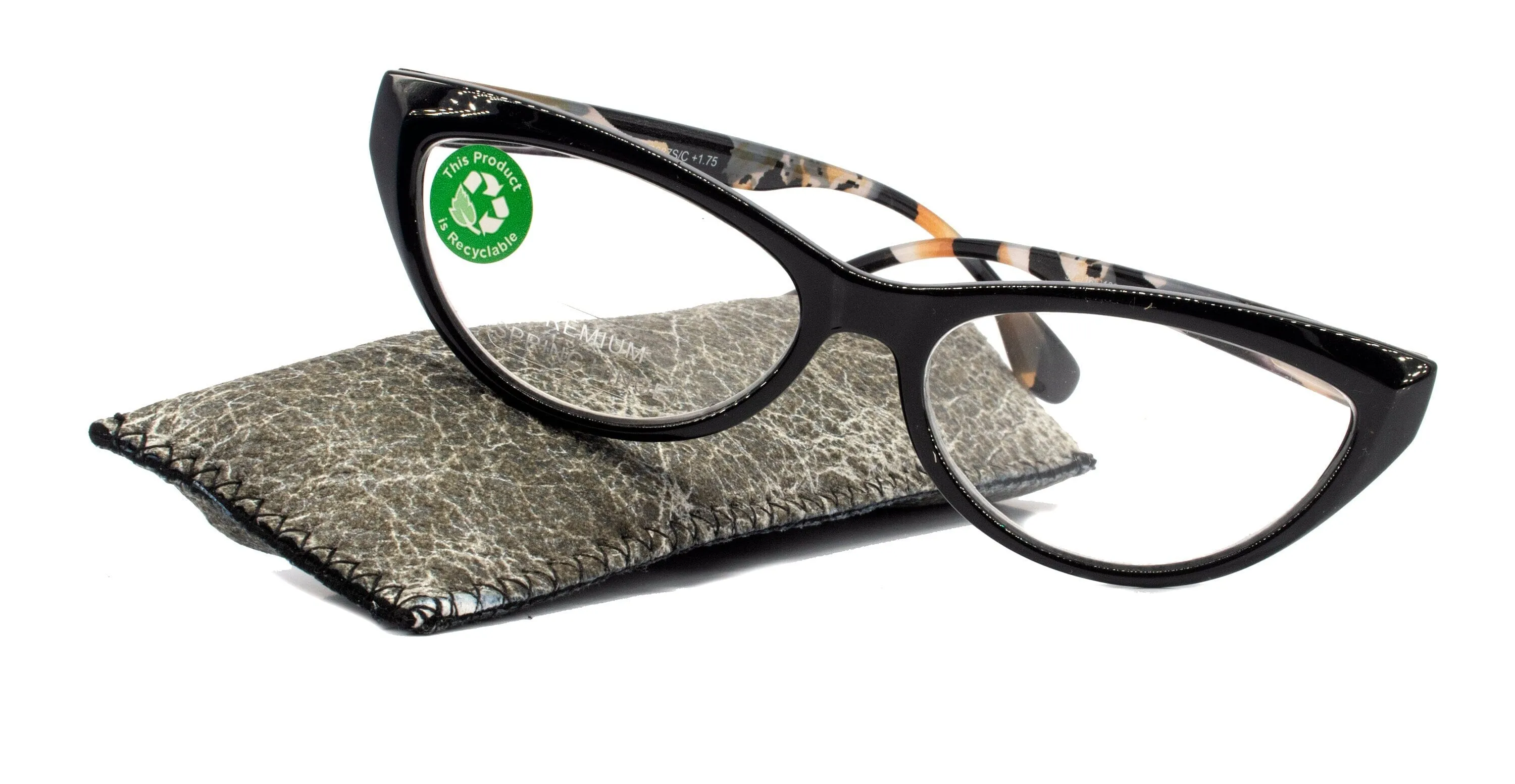 Lynx, (Premium) Reading Glass, High End Readers  1.25.. 3 Magnifying ,Cat Eye optical Frame, Tortoise Shell (Brown, Black) NY Fifth Avenue