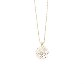 Maki-e Urushi Lacquer Pendant Necklace - White South Sea Pearl Shell / Dot Pattern -, Traditional Japanese Urushi Lacquer Jewelry