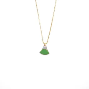 Maki-e Urushi Lacquer Pendant Necklace - White South Sea Pearl Shell / Mt. Fuji / Green -, Traditional Japanese Urushi Lacquer Jewelry