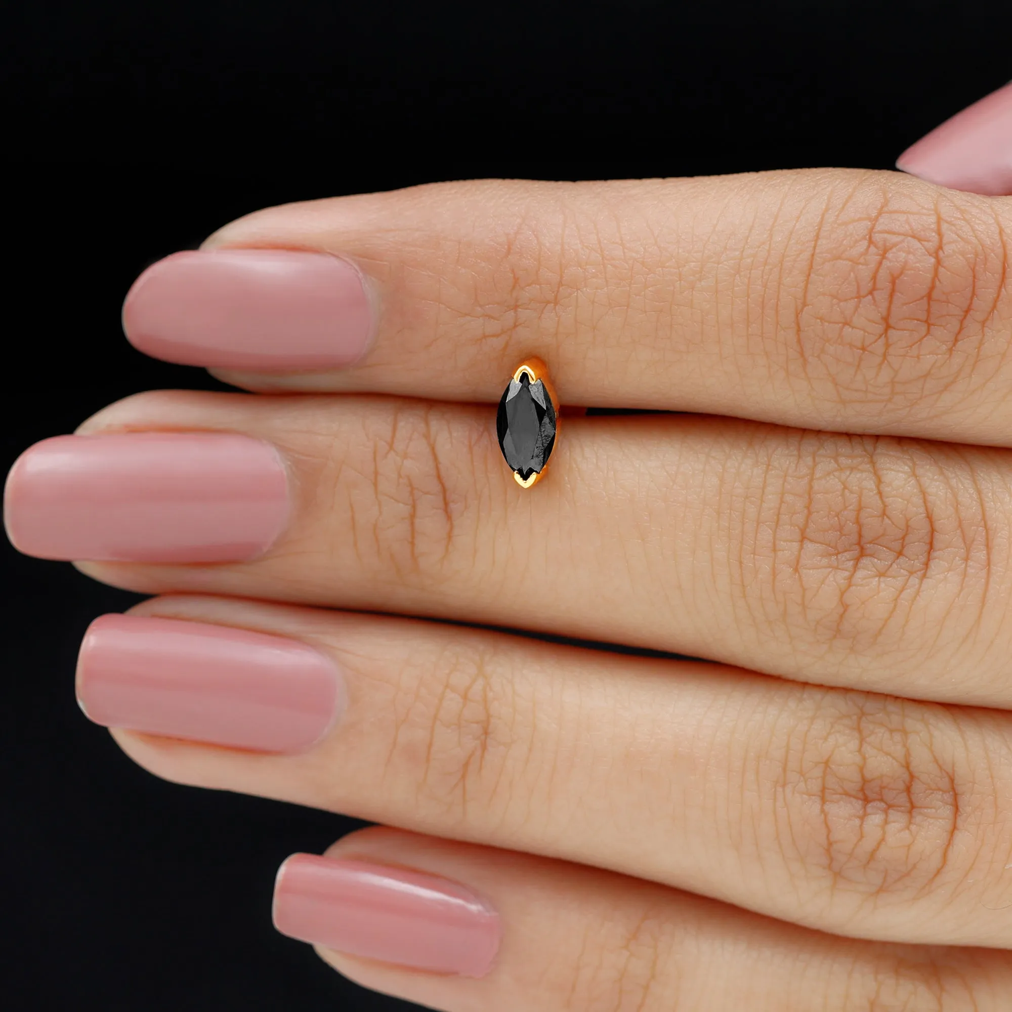 Marquise Black Onyx Solitaire Conch Earring