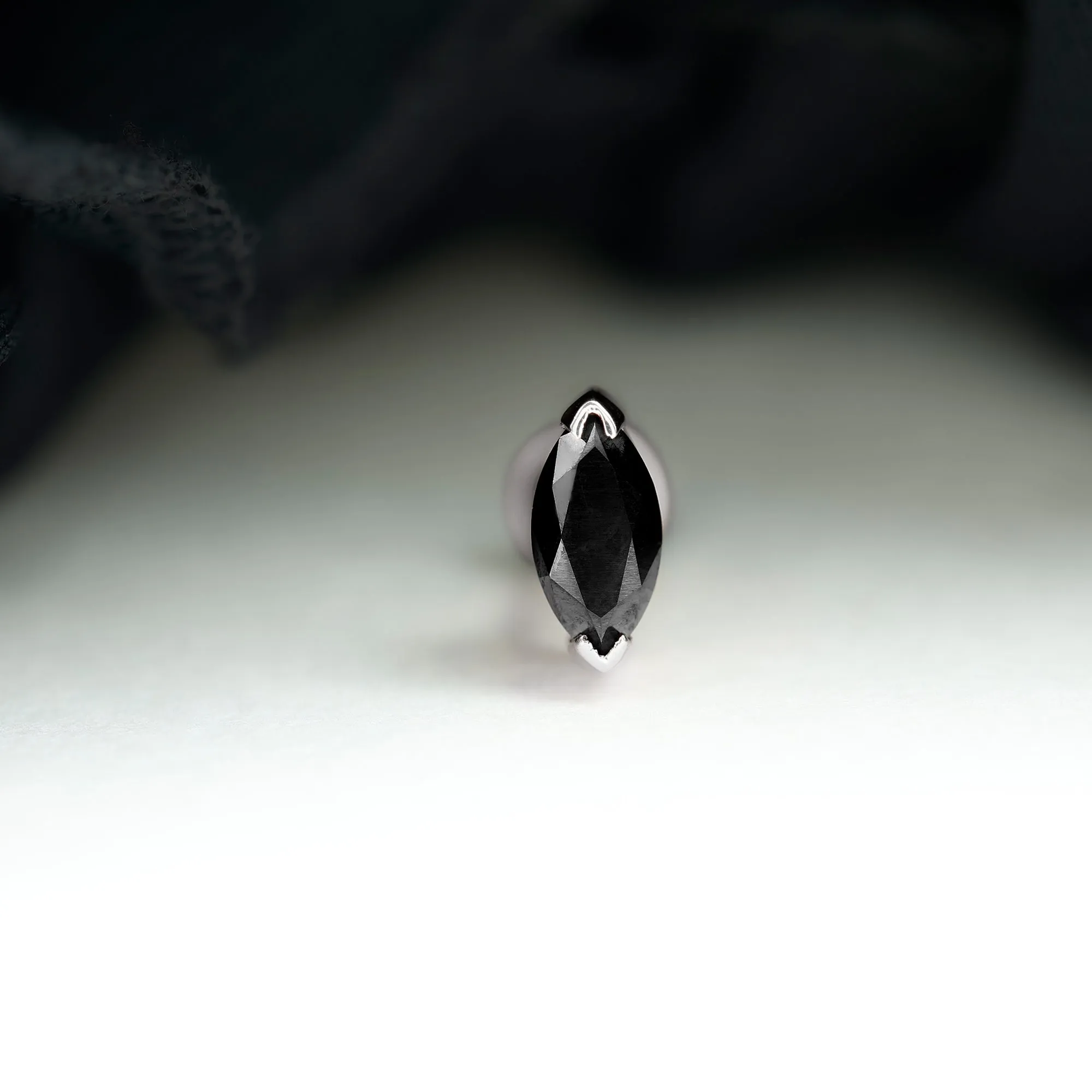 Marquise Black Onyx Solitaire Conch Earring
