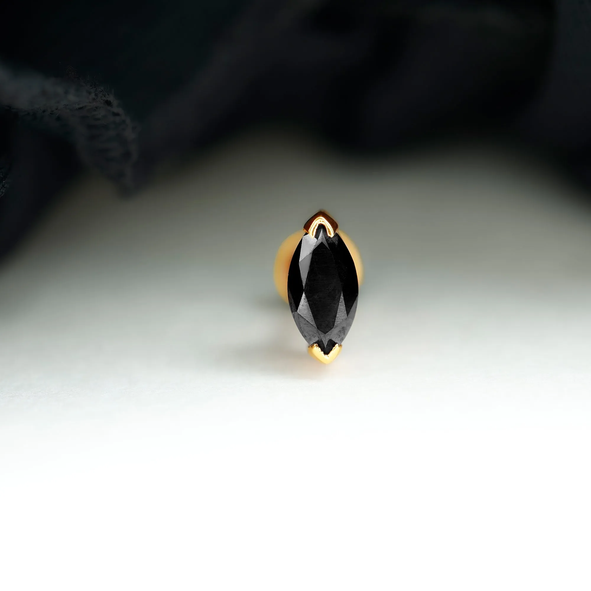 Marquise Black Onyx Solitaire Conch Earring