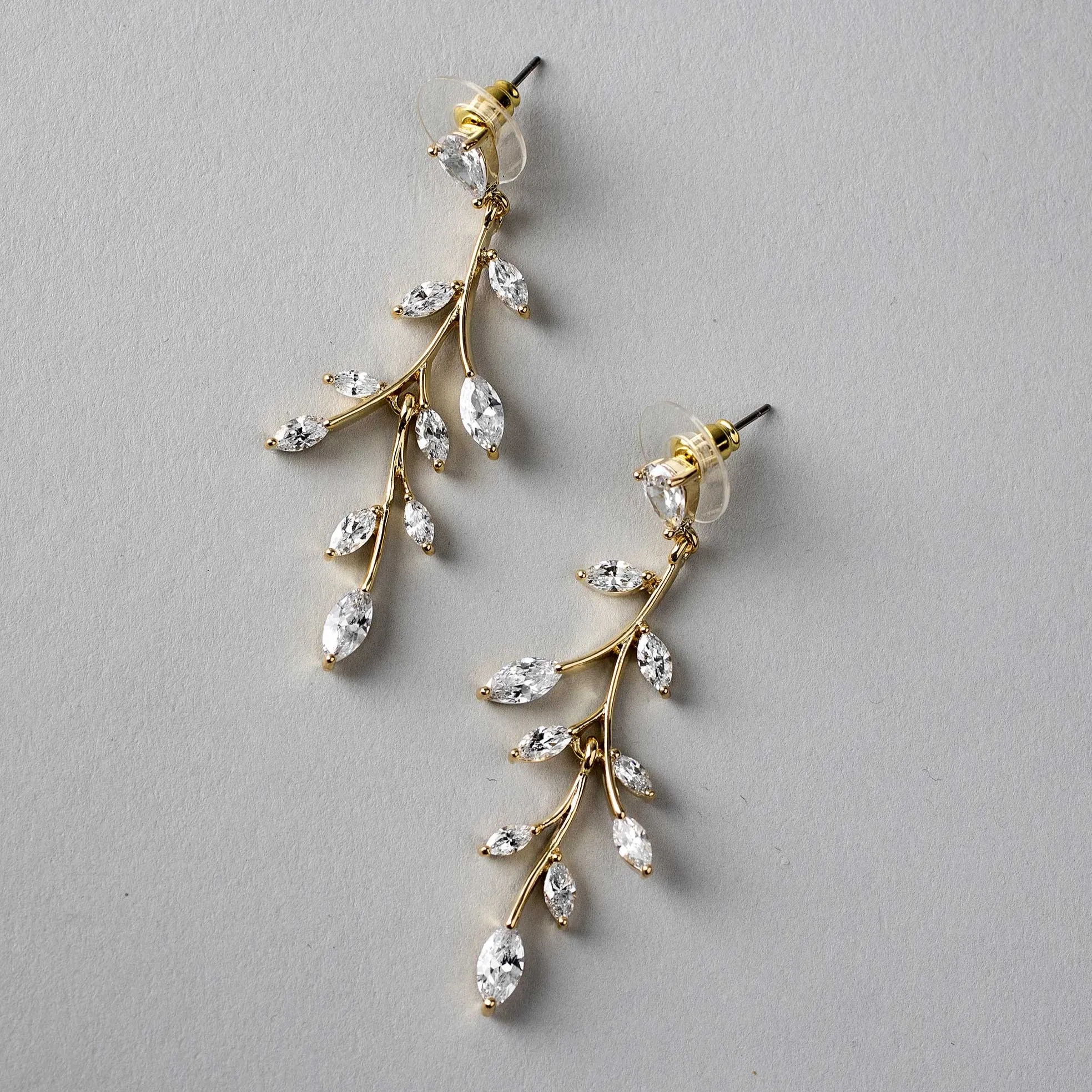 Marquise Wispy Vine CZ Bridal Earrings