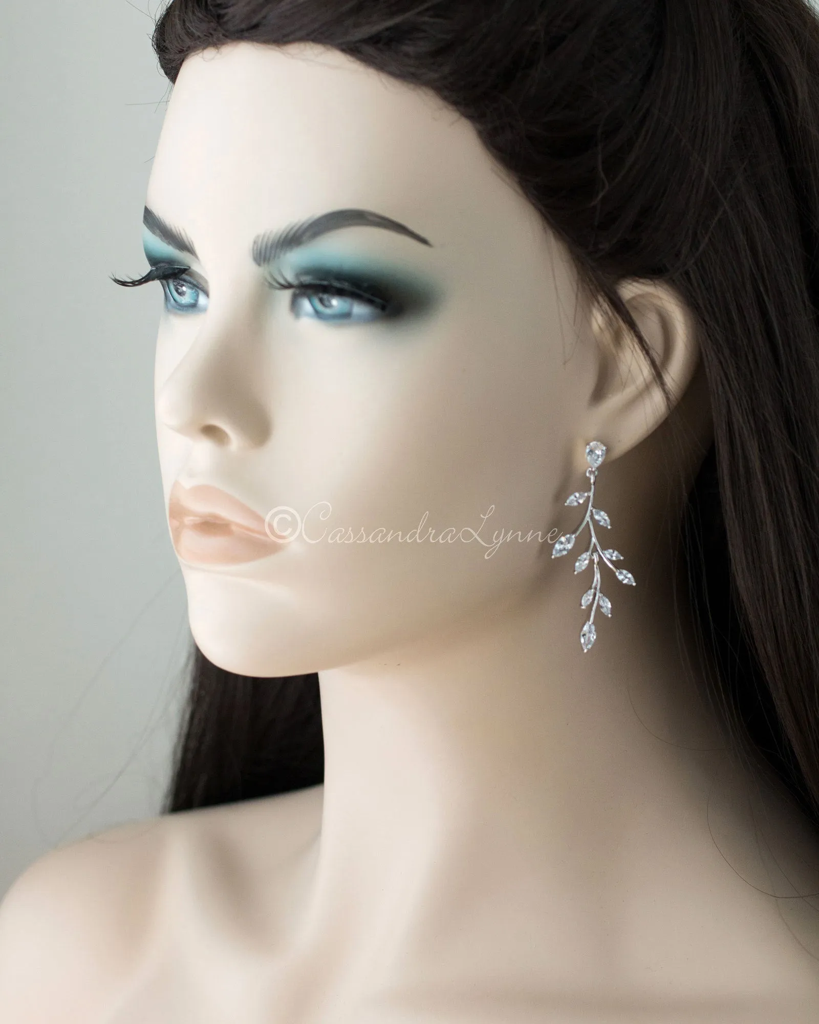 Marquise Wispy Vine CZ Bridal Earrings